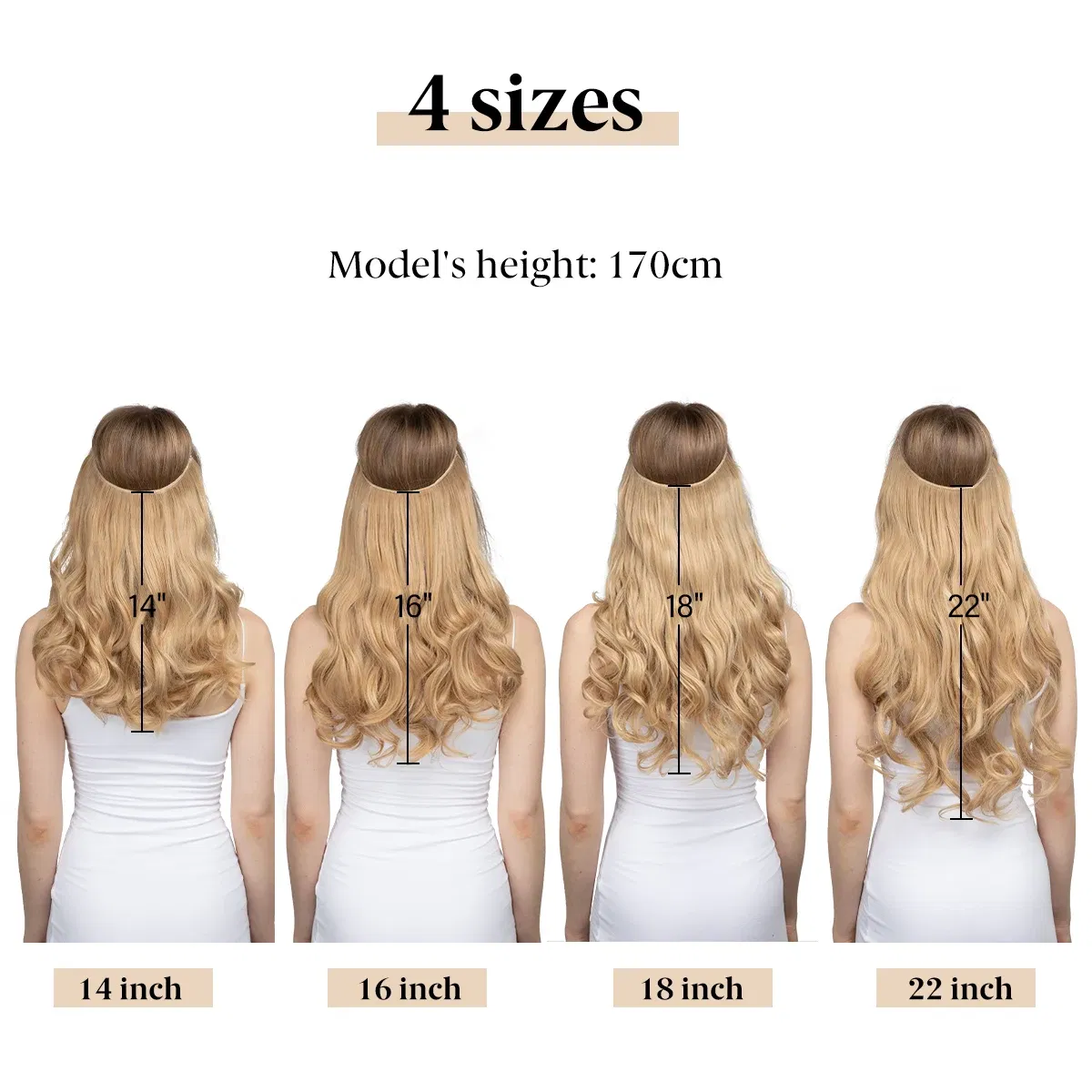 Color: OMBRE, Stretched Length: 18inches - Synthetic No Clip Wave Hair Extensions Ombre Natural Black Blonde Pink One Piece False Hairpiece Fish Line Fake Hair Piece