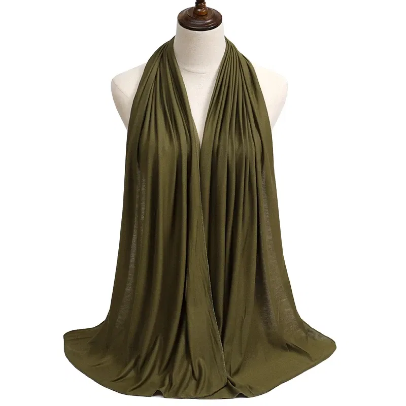 Color: dark ginger - Modal Cotton Jersey Hijab Scarf Long Muslim Shawl Plain Soft Turban Tie Head Wraps For Women Africa Headband 170x60cm