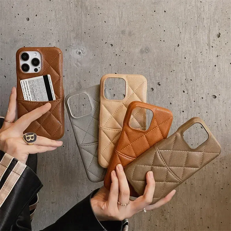 Color: black, Material: Cotton Fabric - Luxury Lattice Pattern Leather Cover for IPhone 16 15 14 13 Pro Max Credit Card Slot Holder Purse Wallet Shockproof Phone Case