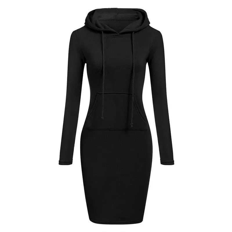 Color: Gold, Size: S - Ladies Dress Autumn Women Hooded Dresses Hoodies Women Sweatshirts Women Hoodies Dress Tops Ladies Clothing