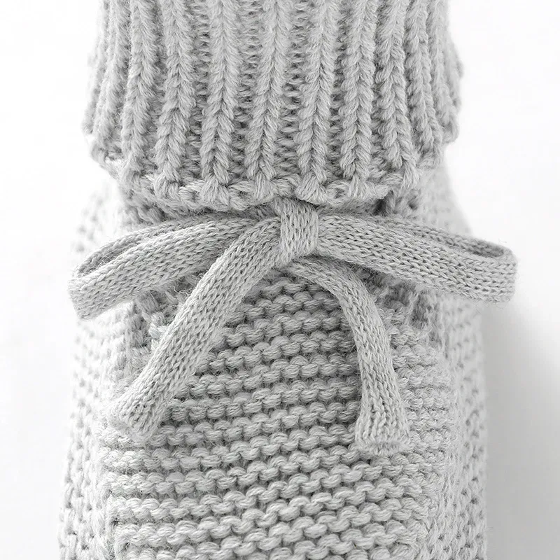 Color: black, Baby Age: 7-12 Months - Infant Baby Shoes Knit Cotton Boys Girl Boots Fashion Tie Solid Newborn Walk Bed Footwear Toddler Kid Clothing Accessories 0-18M