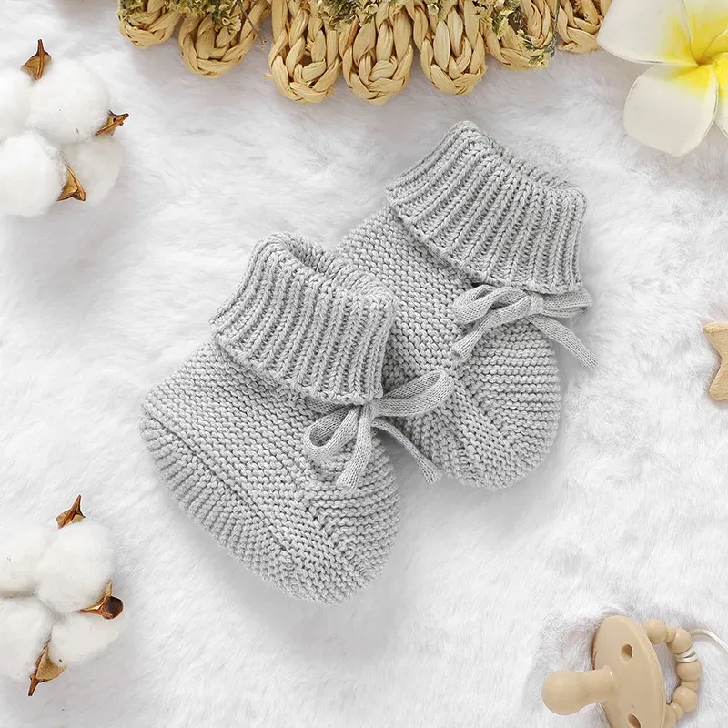 Color: black, Baby Age: 7-12 Months - Infant Baby Shoes Knit Cotton Boys Girl Boots Fashion Tie Solid Newborn Walk Bed Footwear Toddler Kid Clothing Accessories 0-18M