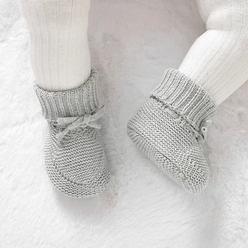 Color: black, Baby Age: 7-12 Months - Infant Baby Shoes Knit Cotton Boys Girl Boots Fashion Tie Solid Newborn Walk Bed Footwear Toddler Kid Clothing Accessories 0-18M