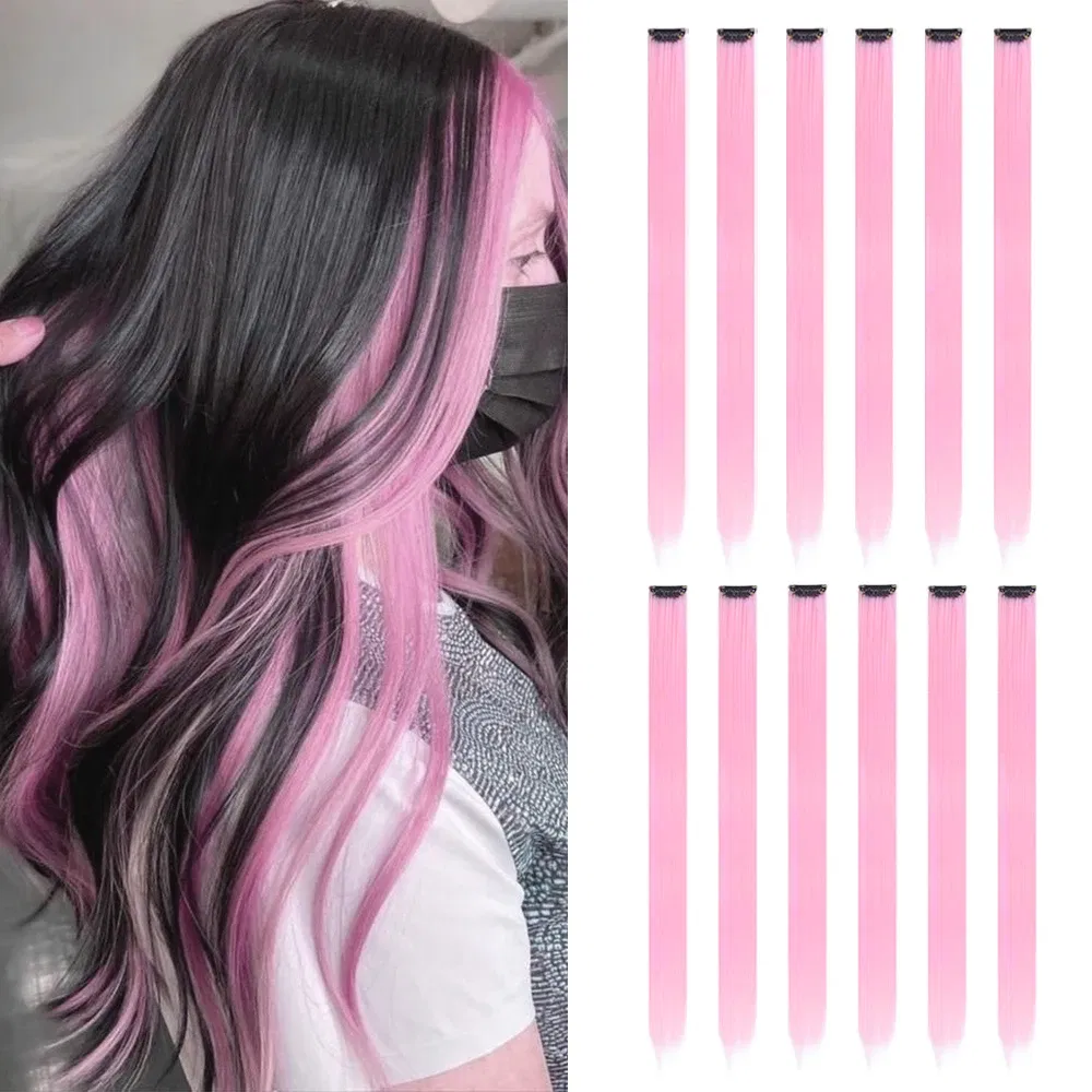 Color: GRAY, Stretched Length: 22INCHES - 12-Pack 22" Long Heat Resistant Women's Clip-In Hair Extensions - Durable BB Clip, Natural Look, Trimmable, Easy to Style