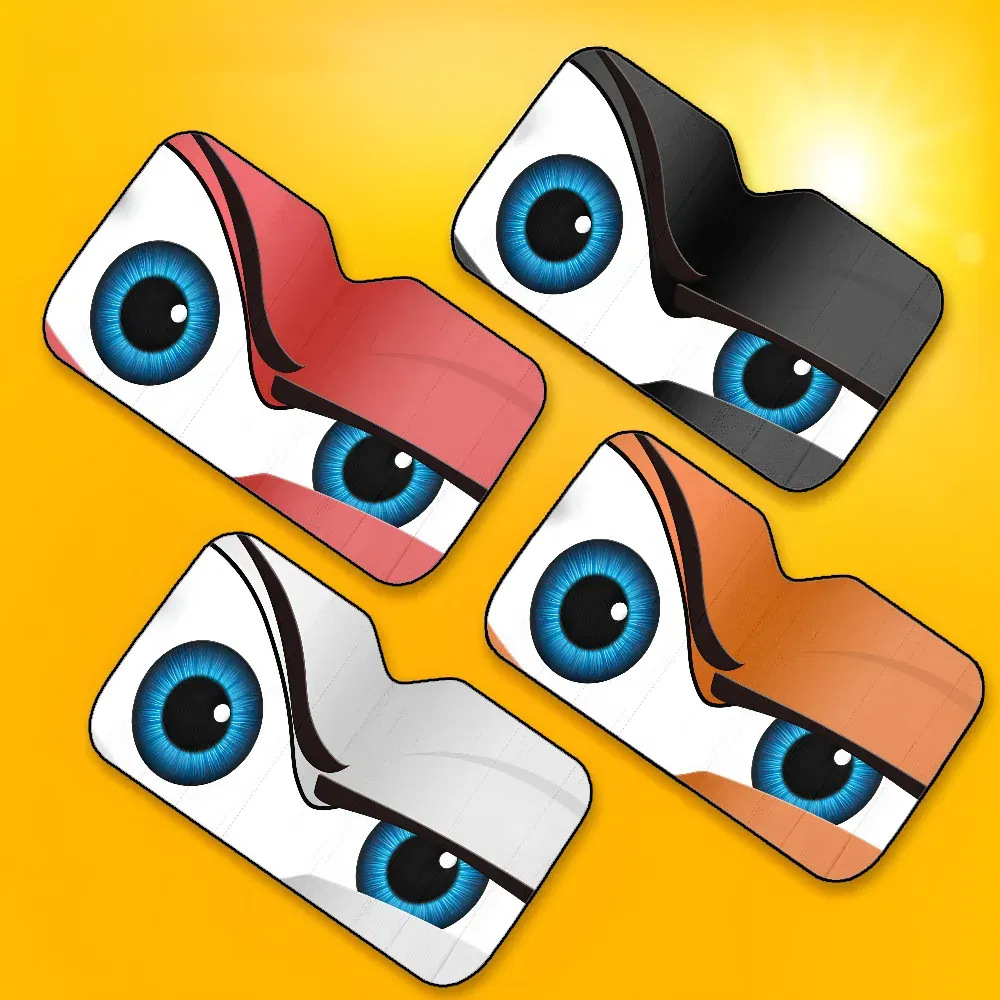 Color: Red - Cartoon Eyes Cute Car SunShade Windshield Foldable Three-layer Insulation Sunshade By Suction Cup Blocks UV Rays Sun