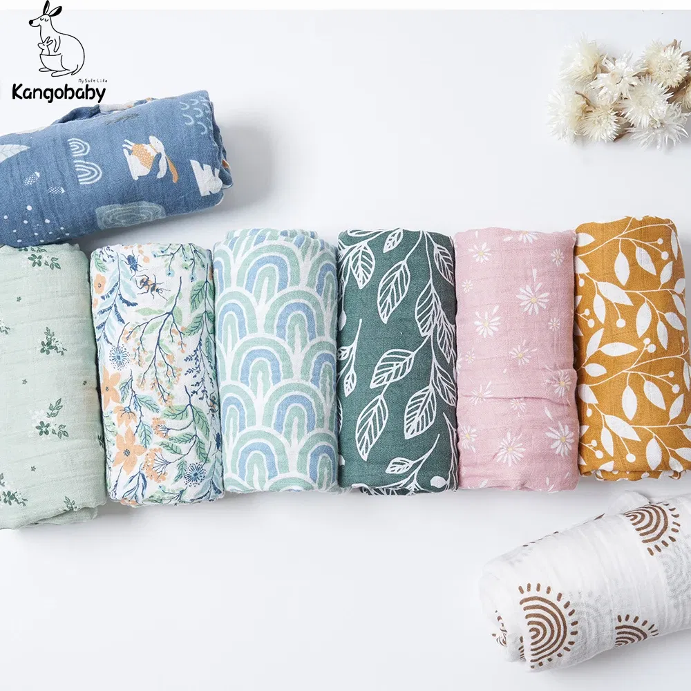 Color: Red - Kangobaby #My Soft Life# 2 Pieces Pack Muslin 100% Cotton Baby Swaddles Newborn Blankets Black White Gauze Infant Wrap