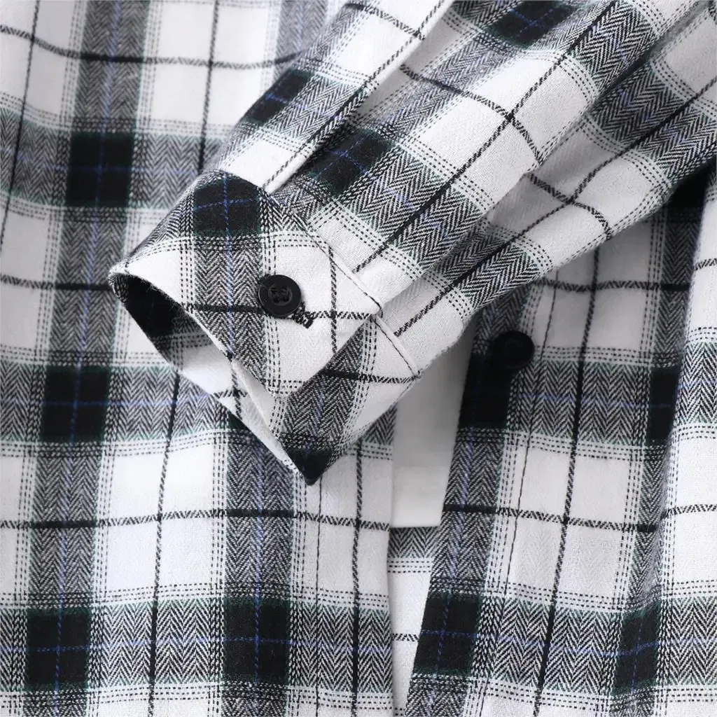 Color: Light Grey, Size: XS - Fresh Flannel Plaid Shirt Women 2024 New Female Blouses and Tops Cotton Loose Long Sleeve Casual Shirts Fine Women's Clothes