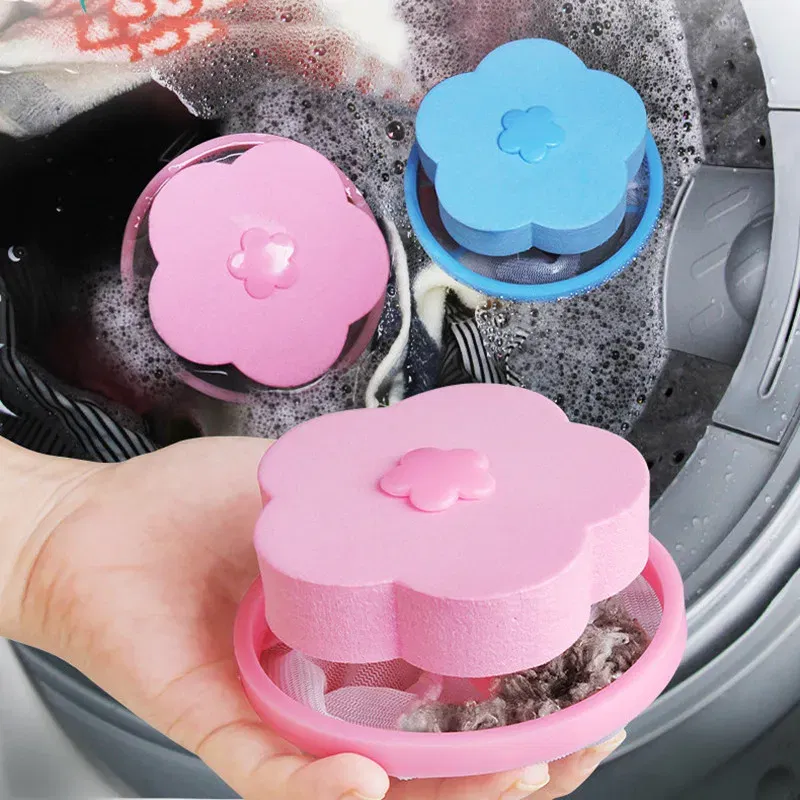 Color: army green - Laundry Ball Floating Pet Fur Lint Hair Catcher Clothes Cleaning Ball Laundry Hair Removal Cleaning Mesh Bag For Washing Machine