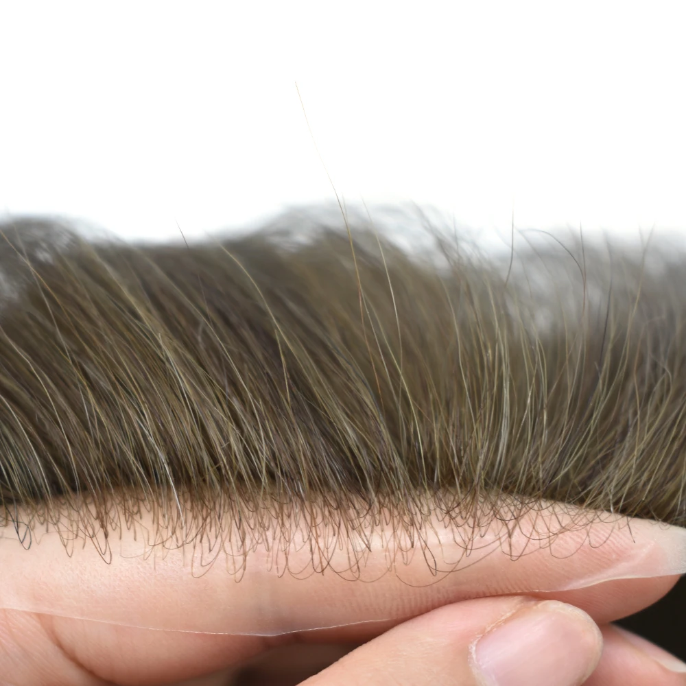Toupee Color: 1B80#, Toupee Density: 100%, Length: 6 inches, Ships From: CHINA, Toupee Size: 8x10 - Men Toupee Hair Systems Ultra Thin Skin 0.06MM V-LOOP Capillary Prosthesis Invisible Hairline Real Human HairPieces Hair Units