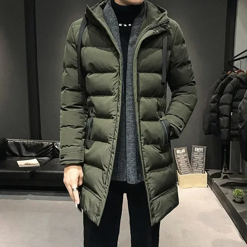 Color: Blue, Size: XXL - Men Long Down Jackets Winter Coats Chaquetas Hooded Casual Winter Parkas High Quality Male Green Warm Parkas Coats Size 8XL