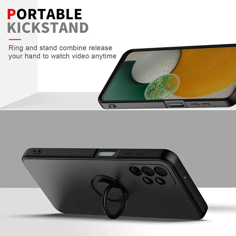 Color: SKY BLUE, Ships From: CHINA, Material: tpu - With Ring Holder Phone Case For Samsung Galaxy S25 Ultra S24 S23 S22 S21 Plus A13 A52 A53 A54 TPU Soft Back Cover