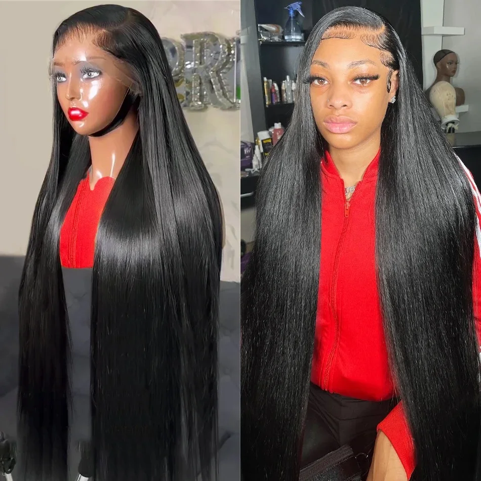 Color: T1B/613, Stretched Length: 28inches, Density: 180% - 30 32 Inch 13x4 13x6 Lace Front Human Hair Wigs Straight Transparent Lace Human Hair Wigs Pre Plucked For Black Women Bling Hair