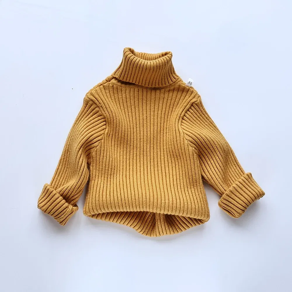 Color: SKY BLUE, Kid Size: 4T - MILANCEL Autumn Soft Tight Unisex Kids Knitwear Sweaters Solid Multi Color Girls Sweater Brief Boys Pullover Turtleneck Outwear