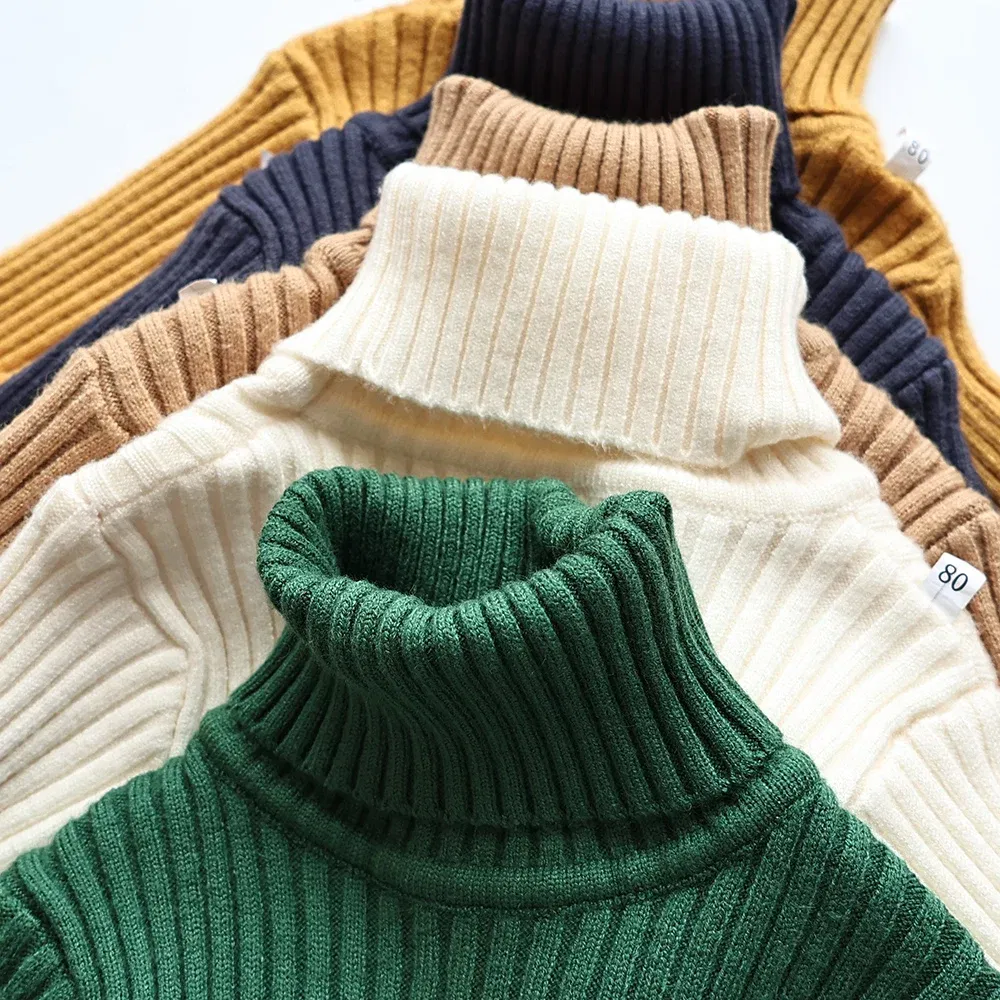 Color: SKY BLUE, Kid Size: 4T - MILANCEL Autumn Soft Tight Unisex Kids Knitwear Sweaters Solid Multi Color Girls Sweater Brief Boys Pullover Turtleneck Outwear