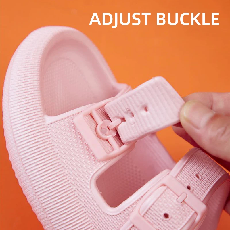 Color: Chocolate, Shoe Size: 4.5 - Fashion Buckle Thick Platform Slippers Women Home Soft Sole eva Cloud Slides Sandals Woman 2023 Summer Non Slip Beach Flip Flops