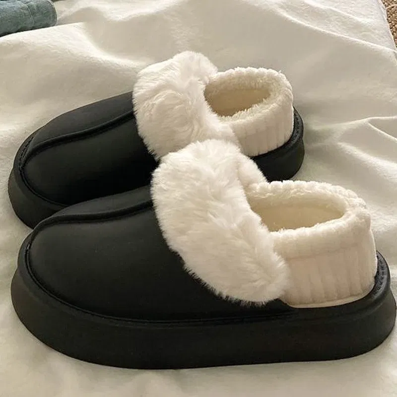 Color: Grape, Shoe Size: 38-39, Ships From: CHINA - Gacimy Warm Fur Women Slippers 2024 New Antiskid Waterproof Outdoor Cotton Shoes Winter Plush House Slides Fur Fluffy Slippers