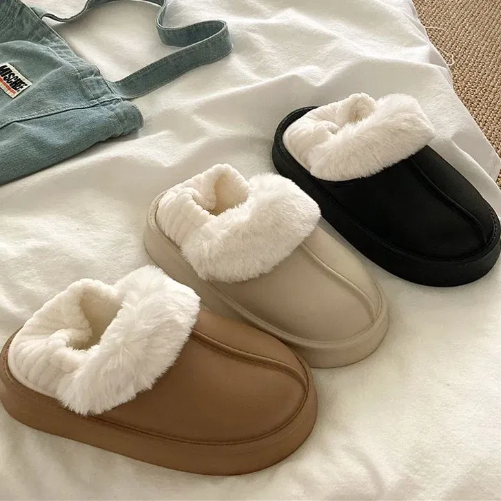 Color: Grape, Shoe Size: 38-39, Ships From: CHINA - Gacimy Warm Fur Women Slippers 2024 New Antiskid Waterproof Outdoor Cotton Shoes Winter Plush House Slides Fur Fluffy Slippers