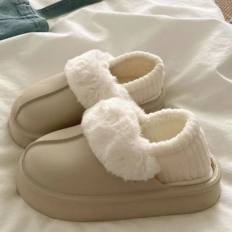 Color: Grape, Shoe Size: 38-39, Ships From: CHINA - Gacimy Warm Fur Women Slippers 2024 New Antiskid Waterproof Outdoor Cotton Shoes Winter Plush House Slides Fur Fluffy Slippers