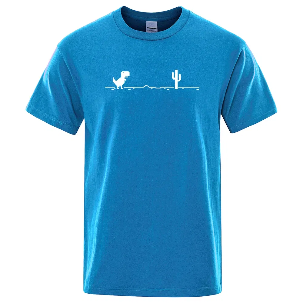Color: Khaki, Size: XXL - Mens T-shirts Printed Dinosaur Cactus Funny Tops Summer Cotton T-shirt for Men Casual O-Neck Tee Shirts Streetwear Basic Top