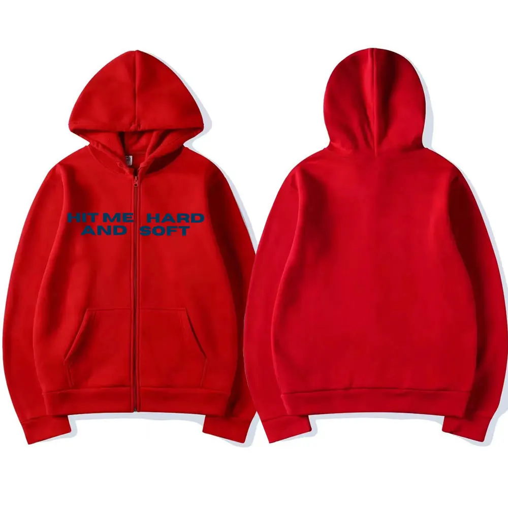 Color: Khaki, Size: XL - Hit Me Hard and Soft 2025 Tour Zipper Hoodies Men Women Harajuku Pullovers Fashion Hip Hop Zip Up Sweatshirts Jackets Fans Gift