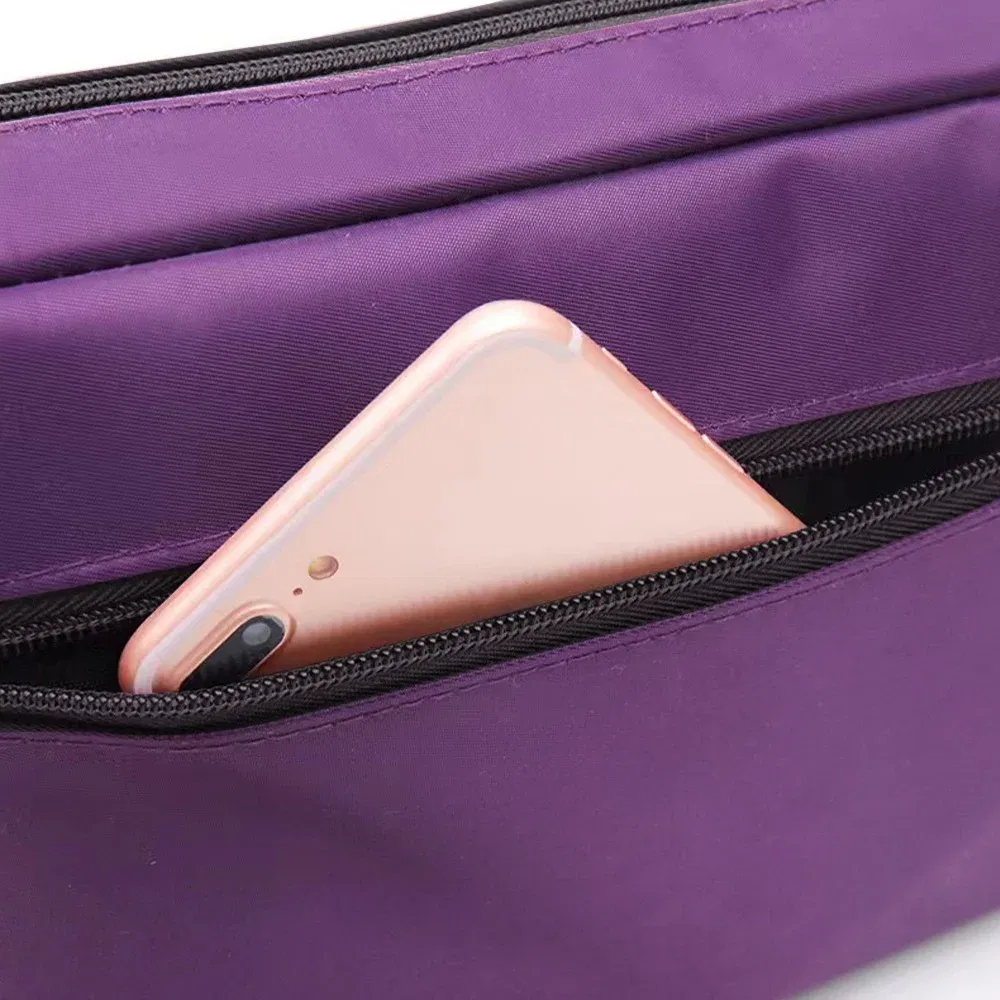 Color: Ivory - Purple One Shoulder Crossbody Bag Portable Commuting Large Capacity Simplicity Storage Bag Garland Letter Series Print Pattern