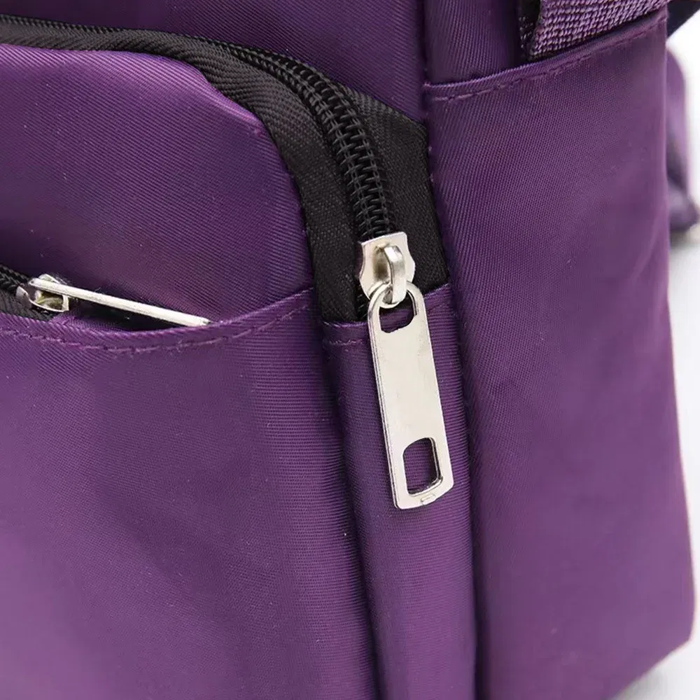Color: Ivory - Purple One Shoulder Crossbody Bag Portable Commuting Large Capacity Simplicity Storage Bag Garland Letter Series Print Pattern
