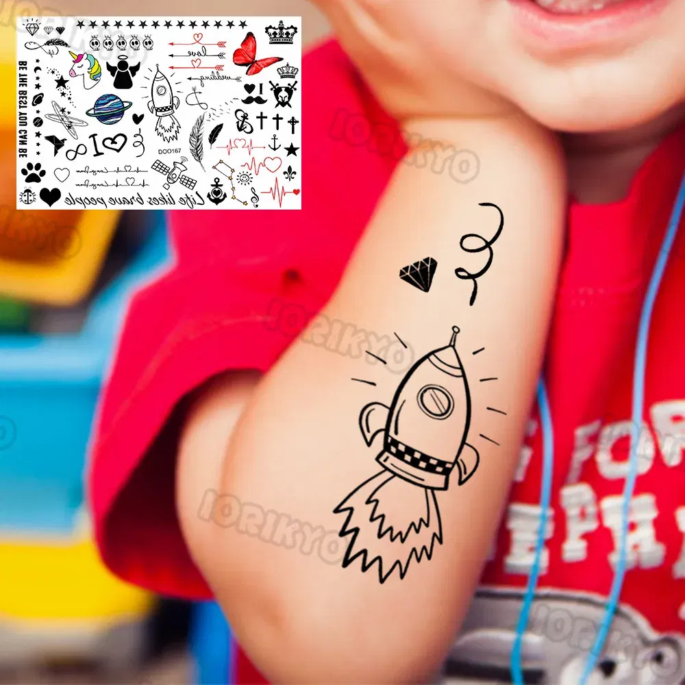Color: Mixed Color - Sexy Red Lips Flower Temporary Tattoo For Kids Boys Girls Adult Small Rose Butterfly Tattoos Sticker Fake Tatoos Arm Neck Face