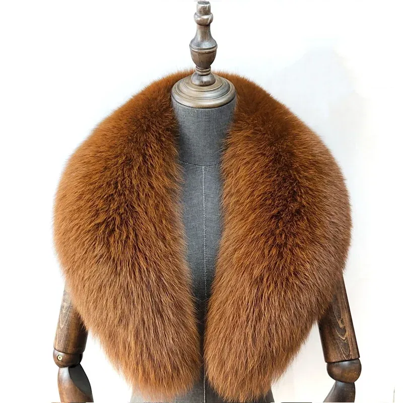 Color: wine red, Size: XXS - Fox Fur Collar 100% Real Fox Fur Scarf Straight Collar Natural Fur Gray Collar  Large Size Neck Warmer Fur Scarf Shawls
