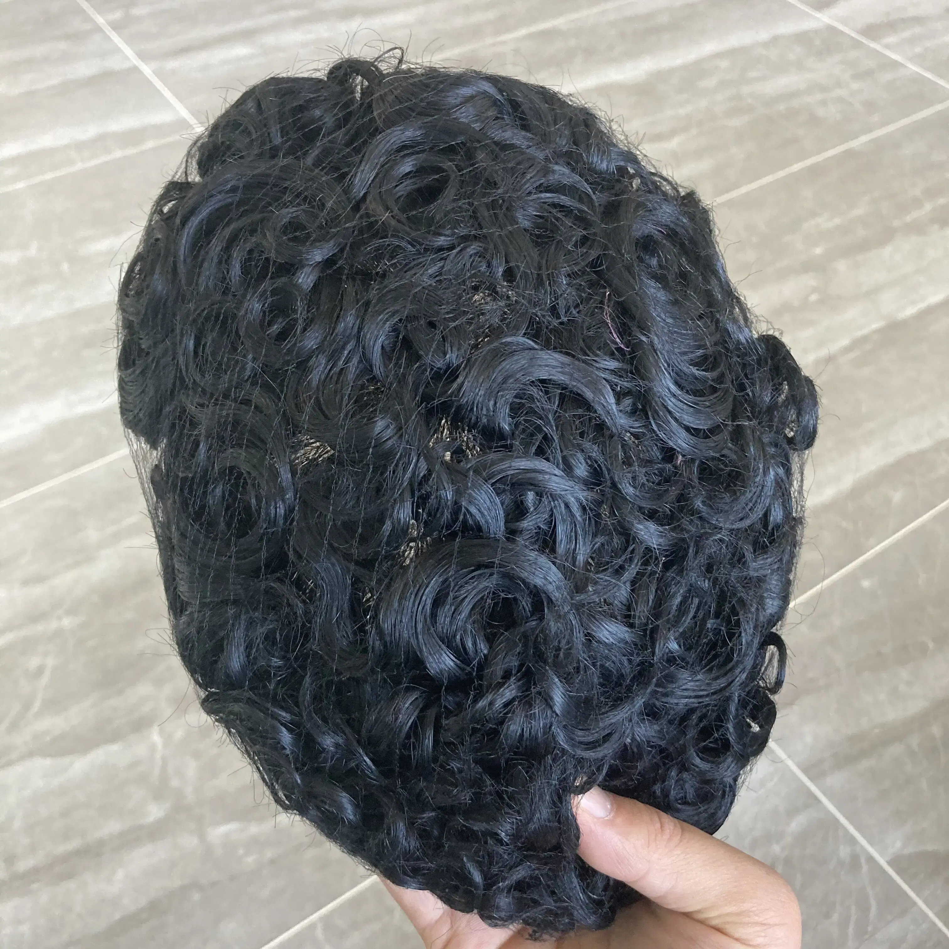 Toupee Color: 1750#, Toupee Density: 130%, Length: 6 inches, Toupee Size: 6x8, Toupee Design: free - 20MM Curly Brown Black Super Durable Mono Lace&Pu Mens Toupee Wig Human Hair 15mm Capillary Prosthesi Weave Replacement For Male
