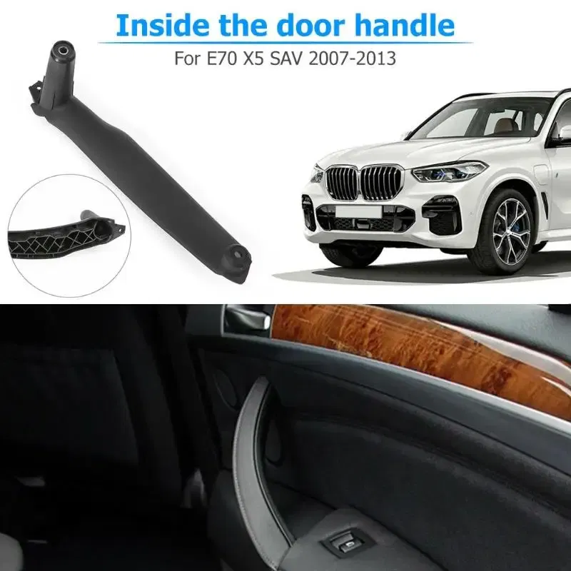 Color: black - Right rudder driving Inner Door Handle For BMW E70 E71 E72 X5 X6 Panel Pull Trim Cover 5141-6969 401 5141 6969 402 Black Beige