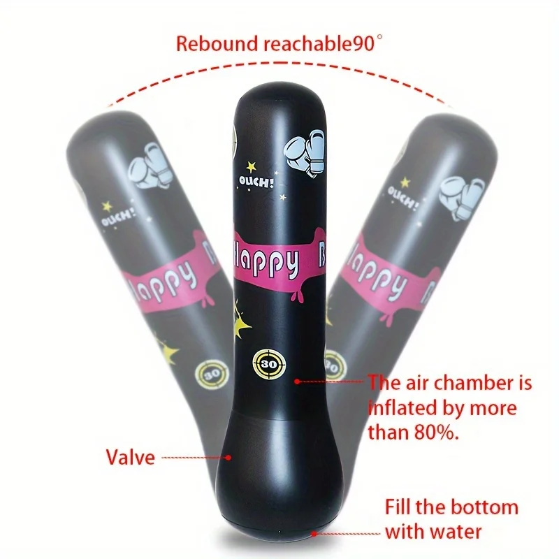 Color: black - Inflatable Bopper Kids Punching Bag with Bounce-Back Action Inflatable Punching Bag for Kids Presents Inflatable Toys for Kids
