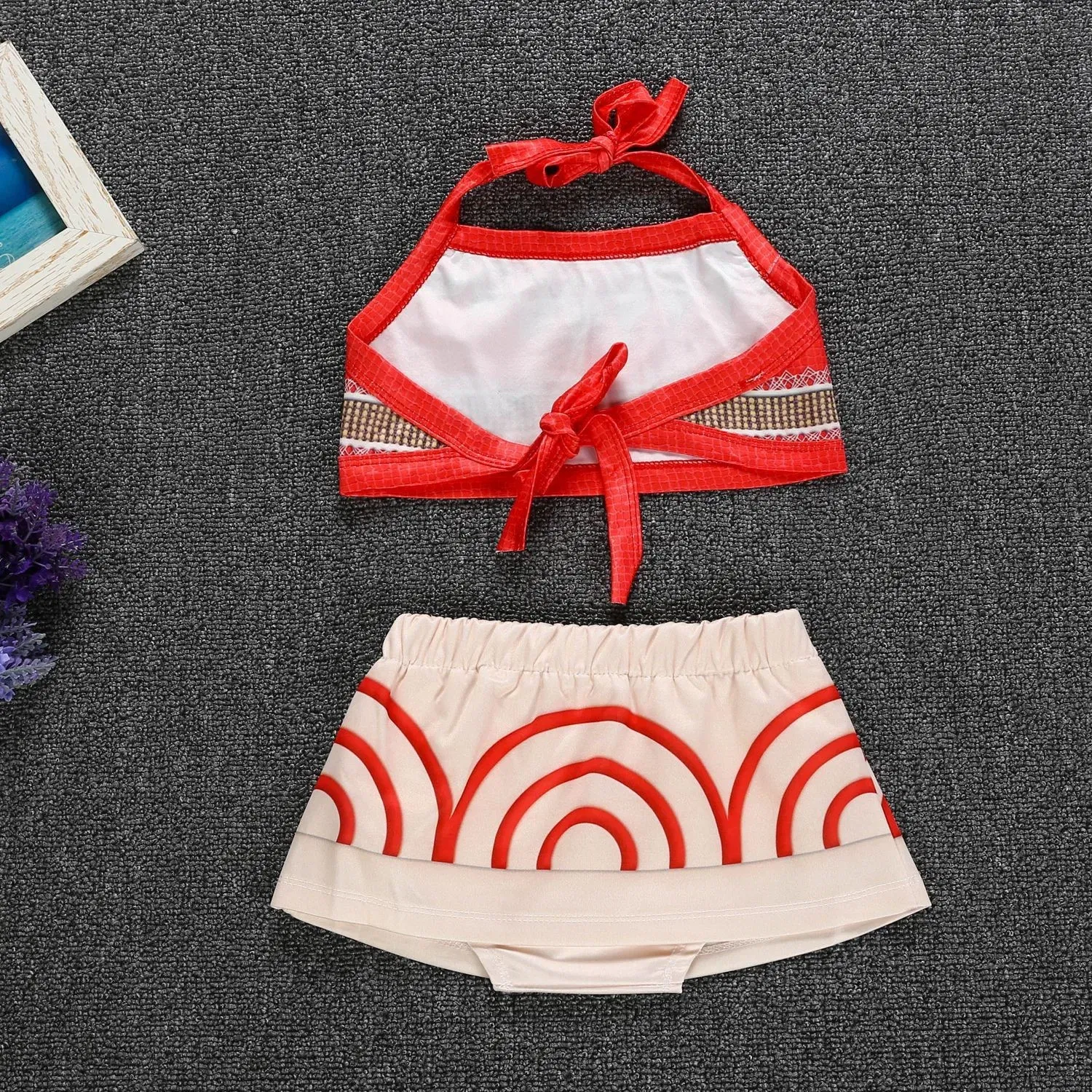 Color: Brown, Kid Size: 2T - Little Girls Dress up Moana Baby Kids Two Pieces Set Top +Pants Infant Vaiana Role Play Festival Princess Costume Casual Clothes
