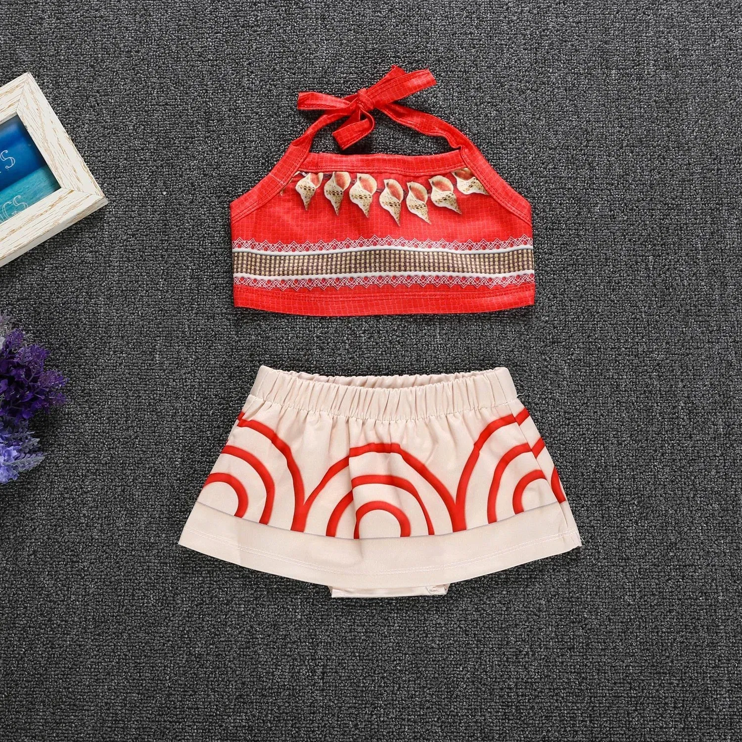 Color: Brown, Kid Size: 2T - Little Girls Dress up Moana Baby Kids Two Pieces Set Top +Pants Infant Vaiana Role Play Festival Princess Costume Casual Clothes