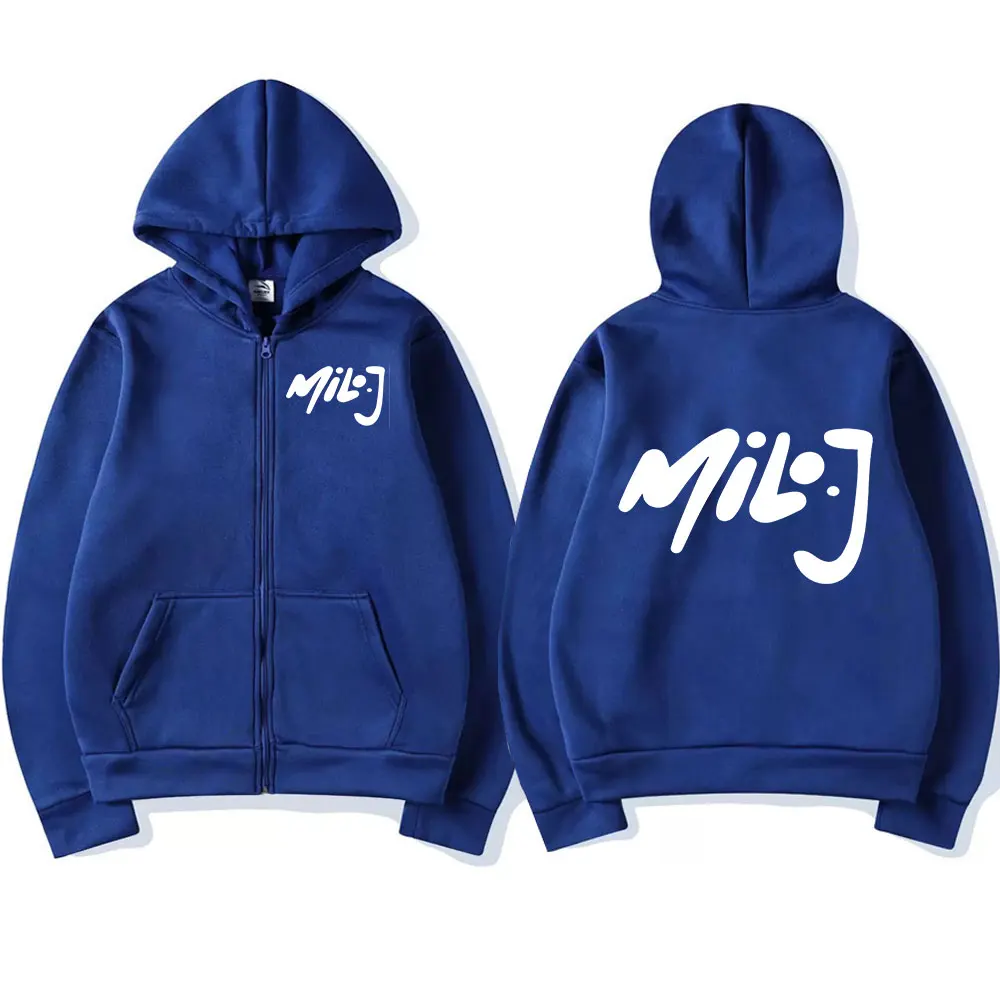 Color: Gold, Size: M - Rapper Milo J Logo Merch Zipper Hoodies Men's Women Fashion Hip Hop Zip Up Hooded Sweatshirts Casual Oversized Jackets Pullovers