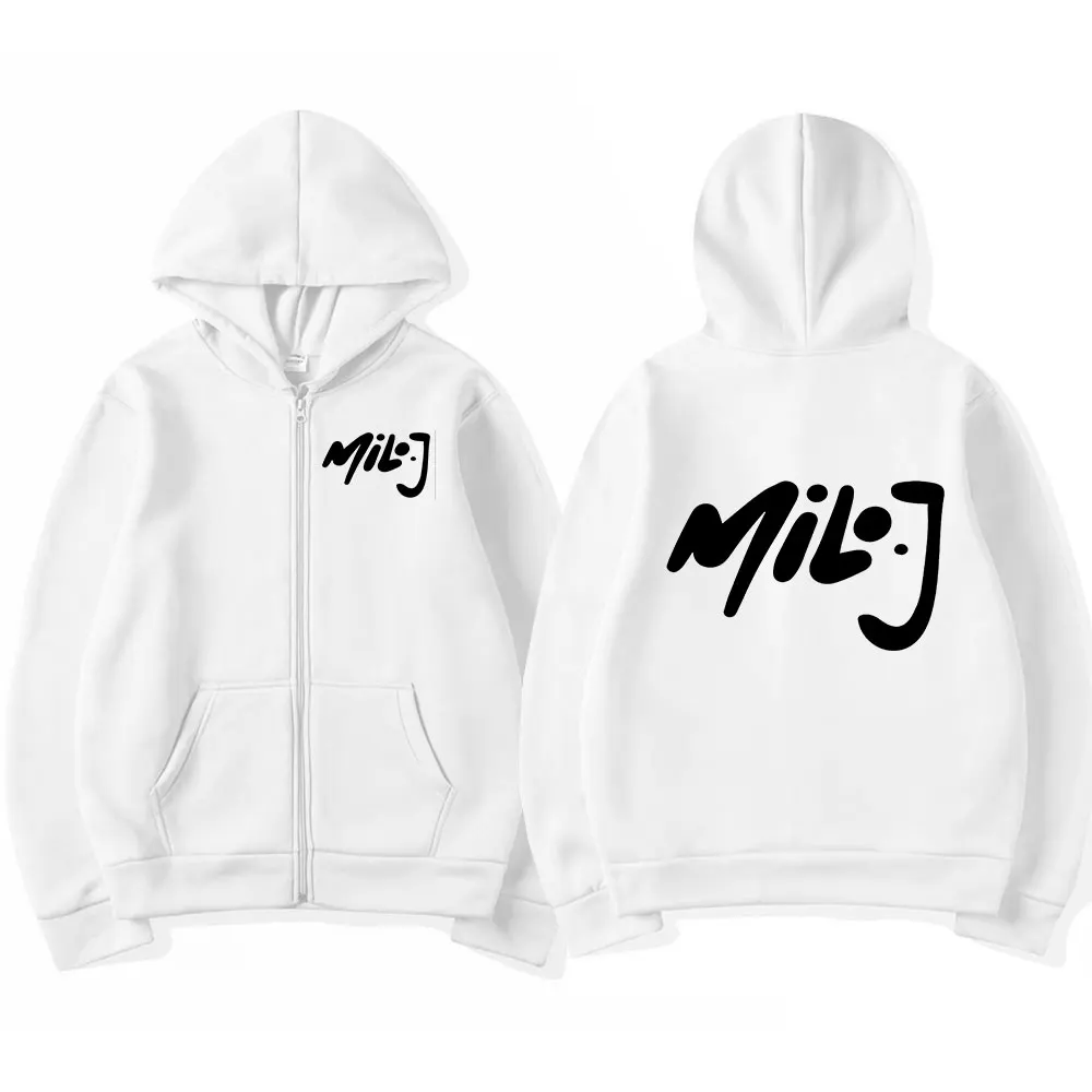 Color: Gold, Size: M - Rapper Milo J Logo Merch Zipper Hoodies Men's Women Fashion Hip Hop Zip Up Hooded Sweatshirts Casual Oversized Jackets Pullovers
