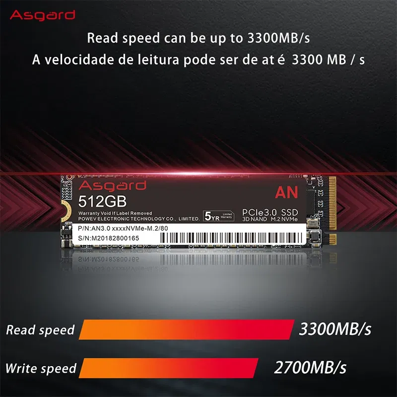 SSD Capacity: 500GB - Asgard M.2 SSD M2 512gb PCIe NVME 512GB 1TB 2TB Solid State Drive 2280 Internal Hard Disk for Laptop Cache