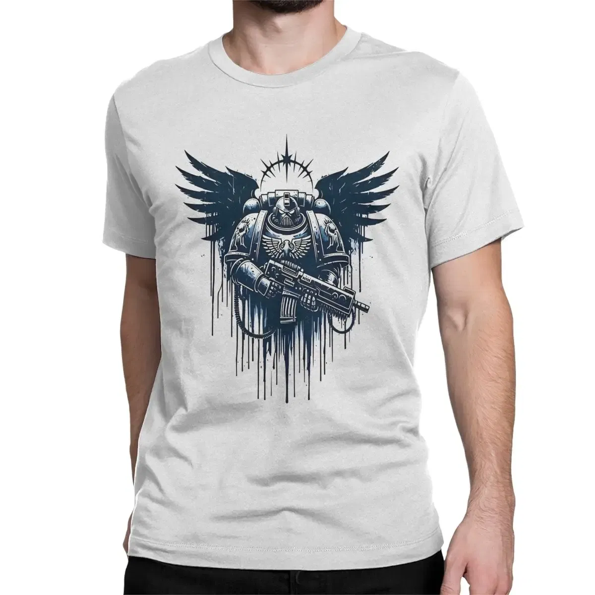 Color: SKY BLUE, Size: L - Awesome Adeptus Astartes T-Shirt Men Women's O Neck Pure Cotton T Shirts W-Warhammer 40k Short Sleeve Tee Shirt 6XL Tops