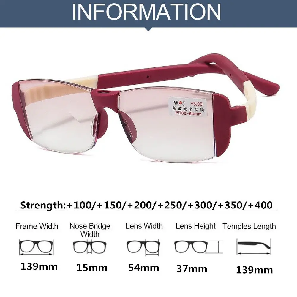 Frame Color: Pinkish Grey, Eye Prescription: +350 - Fashion Anti-Blue Light Reading Glasses Urltra-Light Eye Protection Men Women Elegant Comfortable Eyeglasses Unisex Glasses