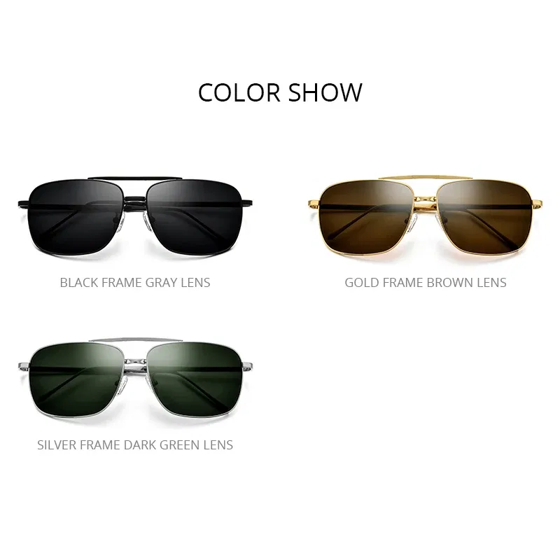 Lenses Color: Brown - FONEX Pure Titanium Polarized Sunglasses Men Folding Classic Square Sun Glasses for Men New High Quality Male Shades 839