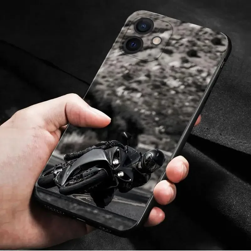 Color: Dark Grey, Material: EVA - Moto Cross Motorcycle Sports Phone Case For iPhone 16 15 14 13 12 11 Pro Max XS X XR Plus Mini Luxury Black Soft Cover Funda