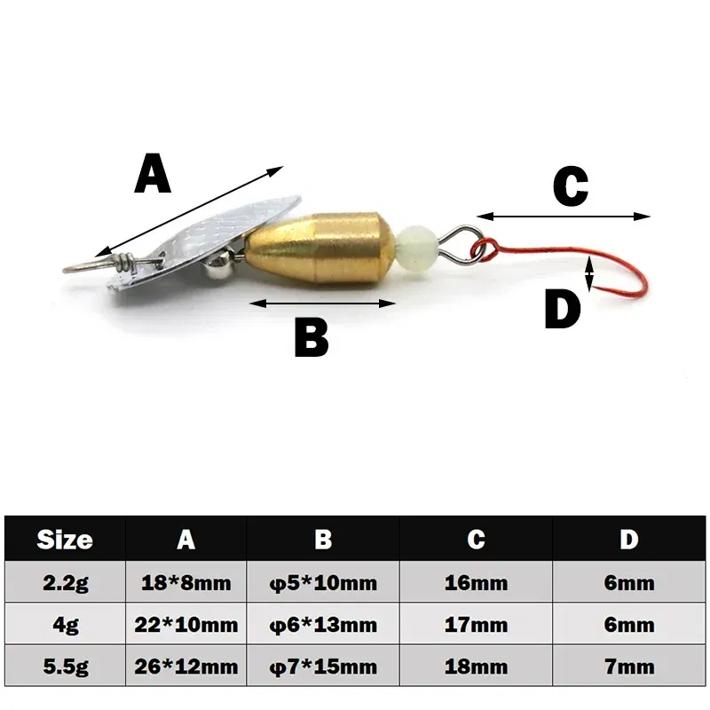 Color: Navy Blue - OUTKIT 1Pcs Spinner Spoon Metal Bait Micro Fishing Lure Small Sequins Copper Long Shot Baits For Bass Trout Perch Pike Rotating
