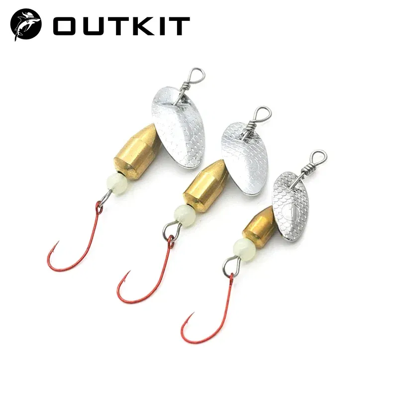 Color: Navy Blue - OUTKIT 1Pcs Spinner Spoon Metal Bait Micro Fishing Lure Small Sequins Copper Long Shot Baits For Bass Trout Perch Pike Rotating