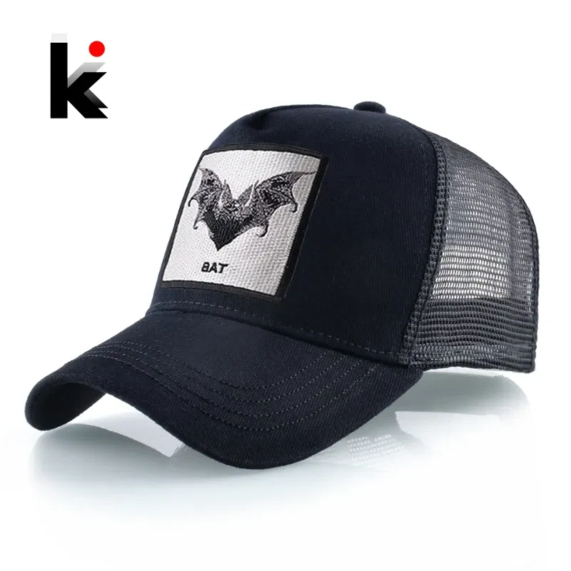 Color: Silver - Baseball Cap With Bat Embroidery Four Seasons Snapback Trucker Caps Men Women Fashion Hip Hop Baseball Hat Outdoor Visor Caps