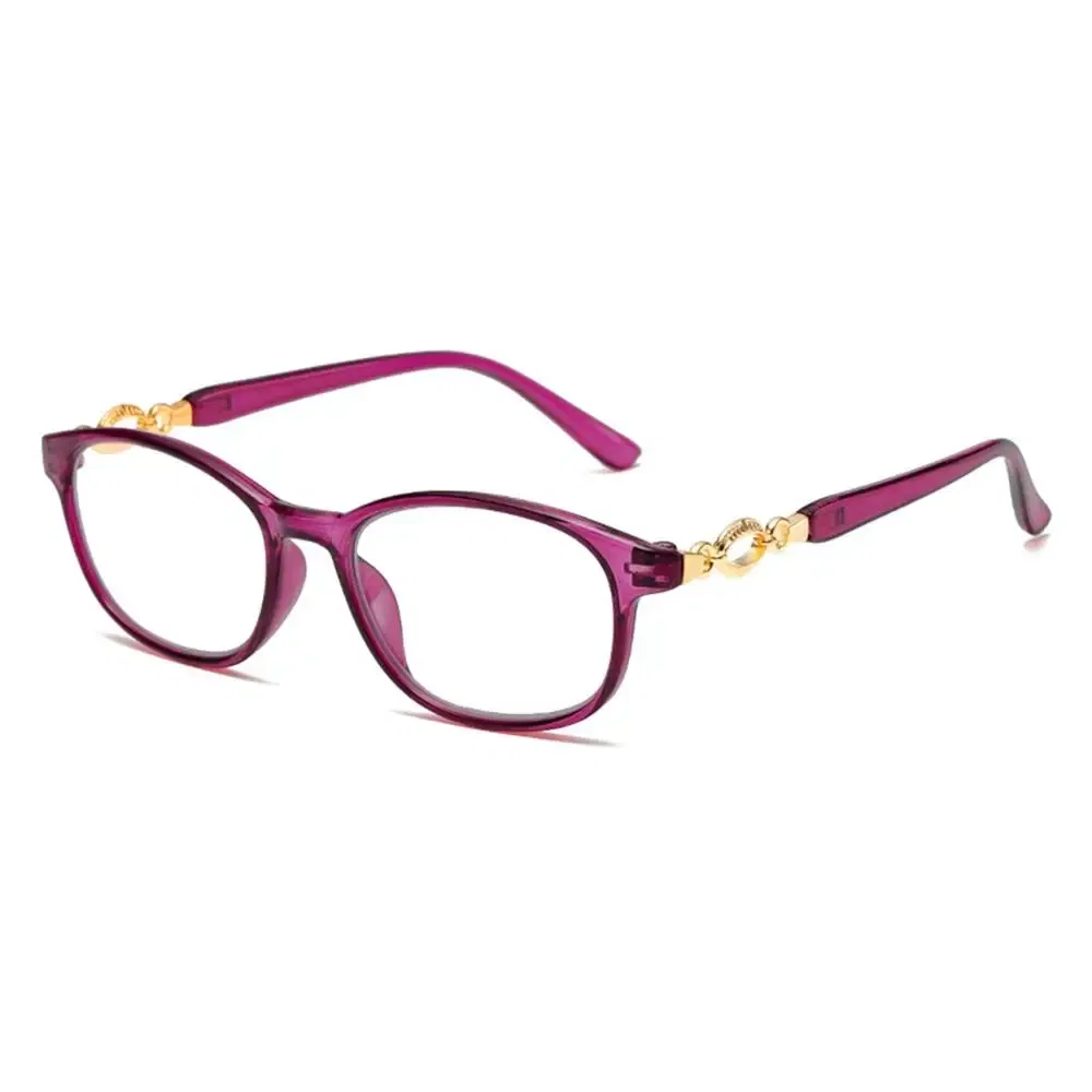 Frame Color: Pinkish Grey, Eye Prescription: +100 - FG New 3 in 1 Progressive Multifocal Reading Glasses Women Anti-blue Eyeglasses Easy To Look Far and Near +1.0 To +4.0