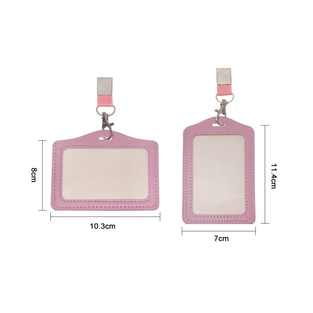 Color: Naturals - Unisex Work Card Holders With Lanyard PU Bank Card Name Credit Card Holders Card Bus ID Holders Identity Badge With Neck Strap