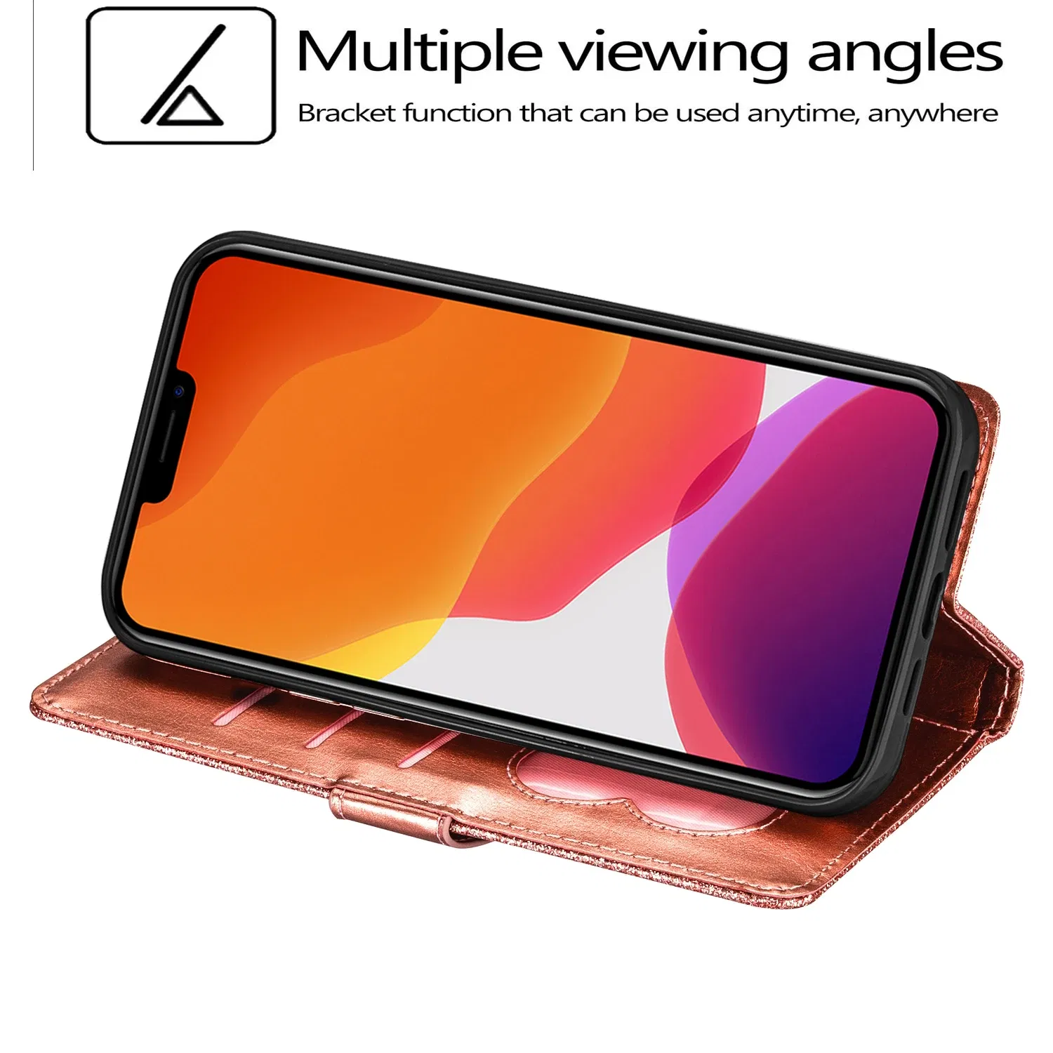 Color: PURPLE, Material: ABS - Zipper Flip Wallet Glitter Leather Case for iPhone 16 15 14 13 12 11 Pro Max XS XR 8 7 Plus SE 2022 Mini Bling Stand Phone Cover