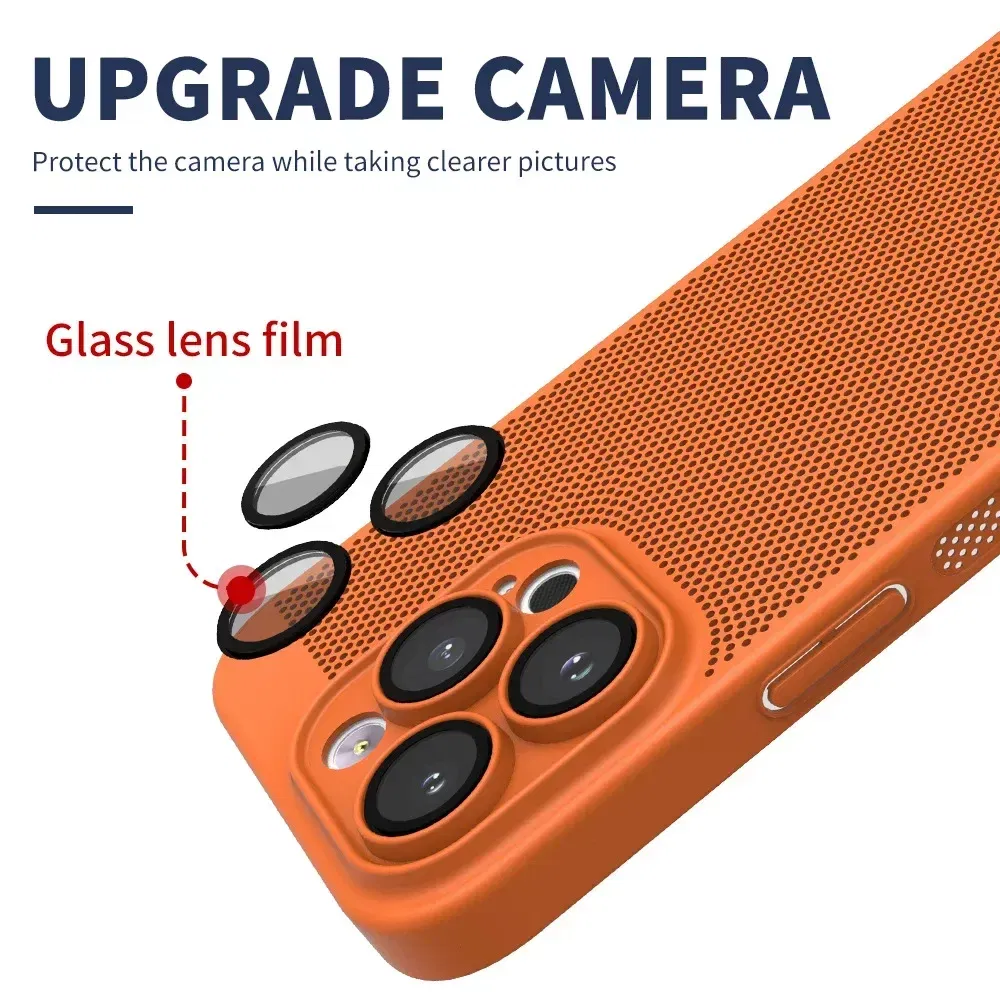 Color: Clear, Compatible-Phone Models: For iPhone 16, Ships From: CHINA - Breathable Heat Dissipation Cooling Case For iPhone 16 Pro Max 15 14 13 12 11 PC Hard Back Cover