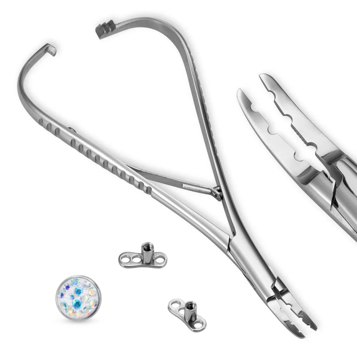 Metal color: ROSE GOLD COLOR - Surgical Steel Pliers Body Piercing Tool Forceps Needle Pipe Clamp Tweezers Open Close CBR Ring Plier Ear Belly Nose Pierc Tools