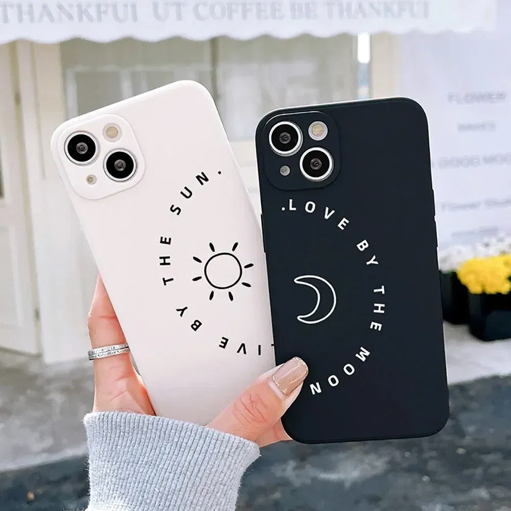 Color: Brown, Material: Nylon - Couple Black and White Love Sun Moon Case For Samsung Galaxy S10 S20 S21 S22 S23 S24 FE Plus Ultra Note 20 Silicone Phone Case