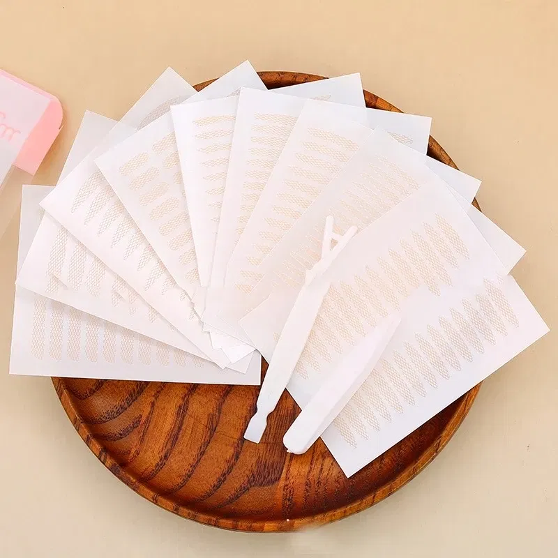 Color: Brushed Slate - Clear Beige Stripe Self-adhesive Natural Eye Tape Makeup Tool Invisible Double Fold Eyelid Lace Paste Eyelid Tape Sticker 240pcs